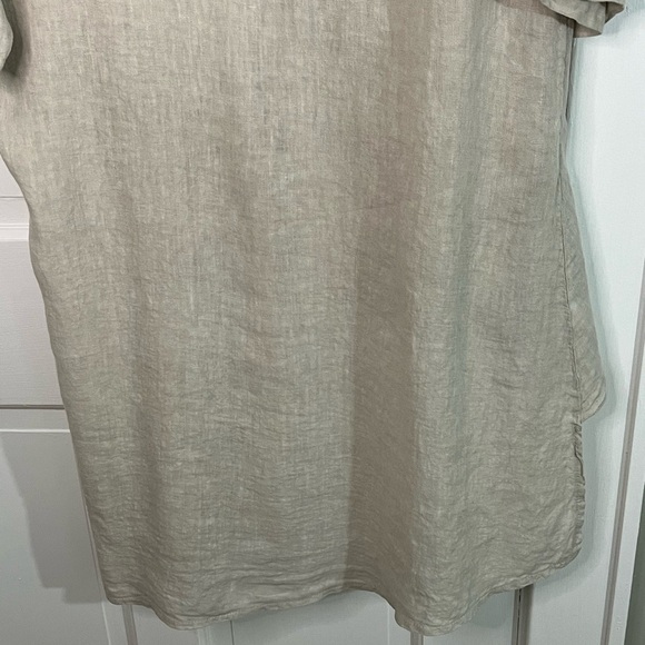 Stella Milani 100% Linen Asymmetric Lagenlook Artsy Boho Dress Tunic Ruffle M - Picture 9 of 15